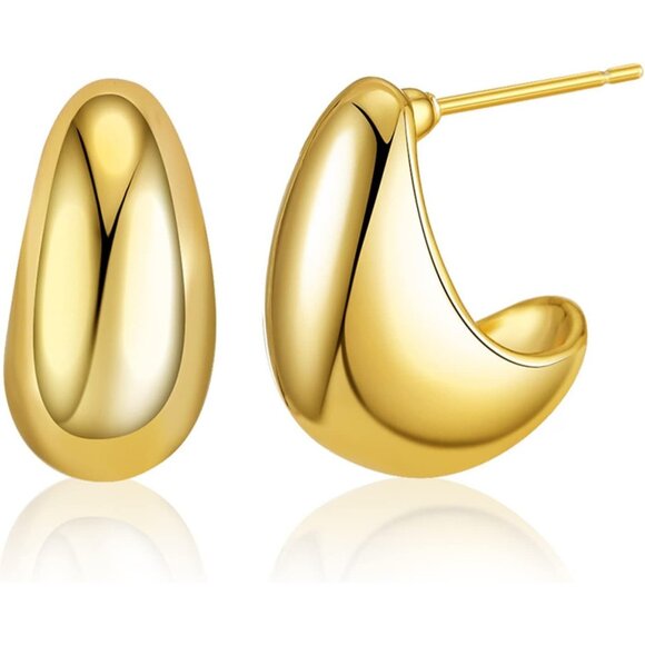 ⚡Gold Chunky Hoop Earrings for Women Elegant Lightweight Statement Jewelry Gift - Picture 1 of 6